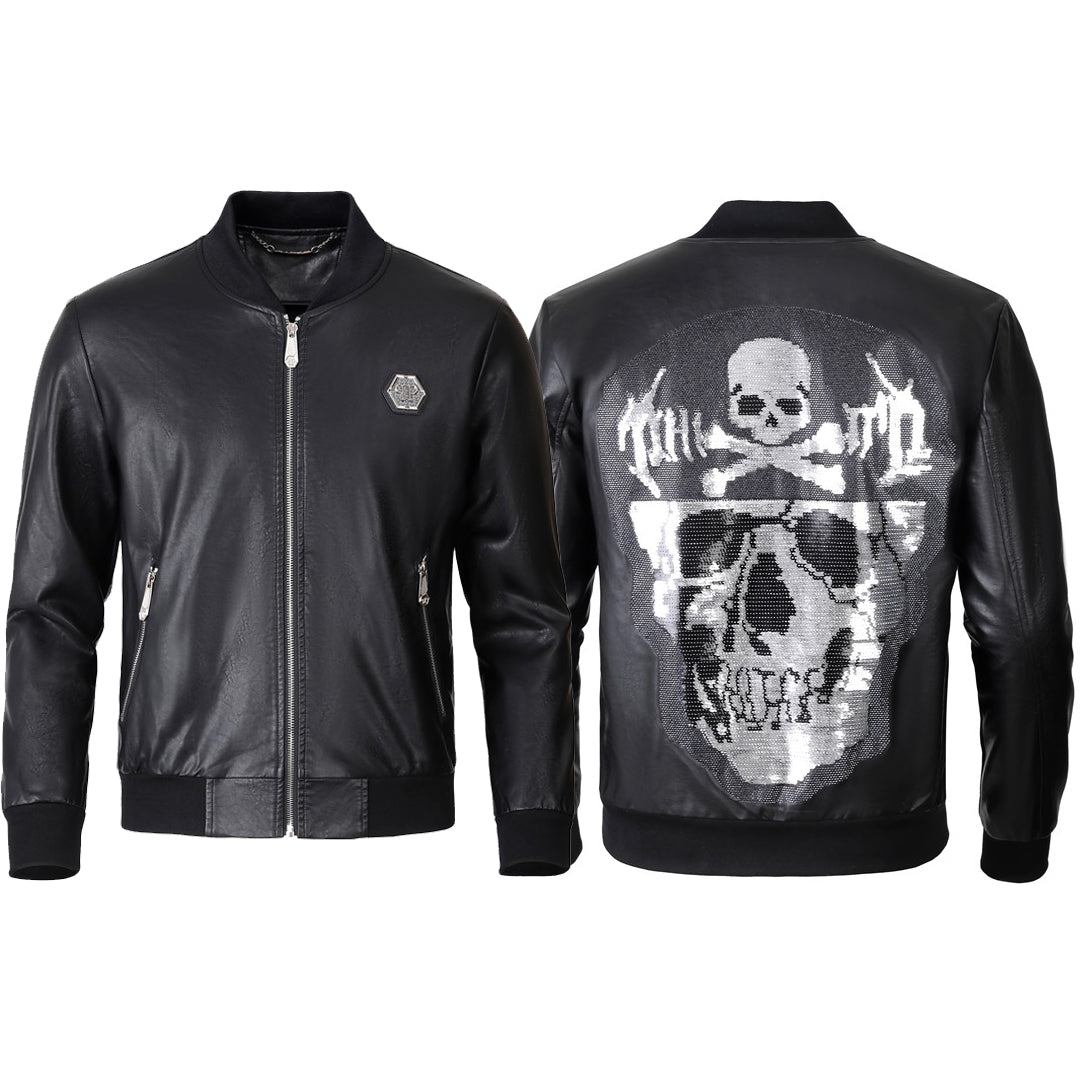 New- Printed Genuine leather Jacket