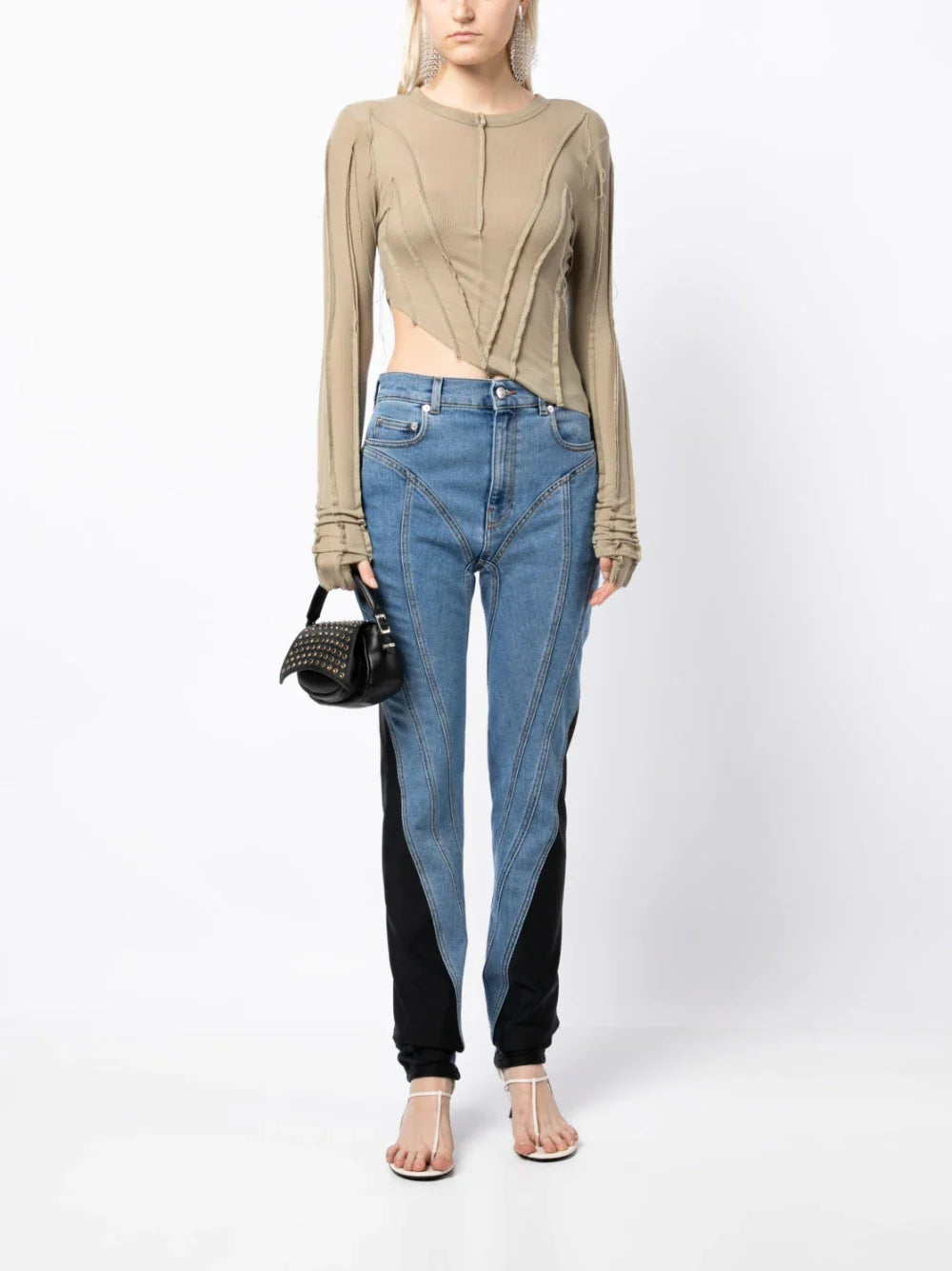 SAMI MIRO VINTAGE Asymmetric Long Sleeve T-Shirt Taupe
