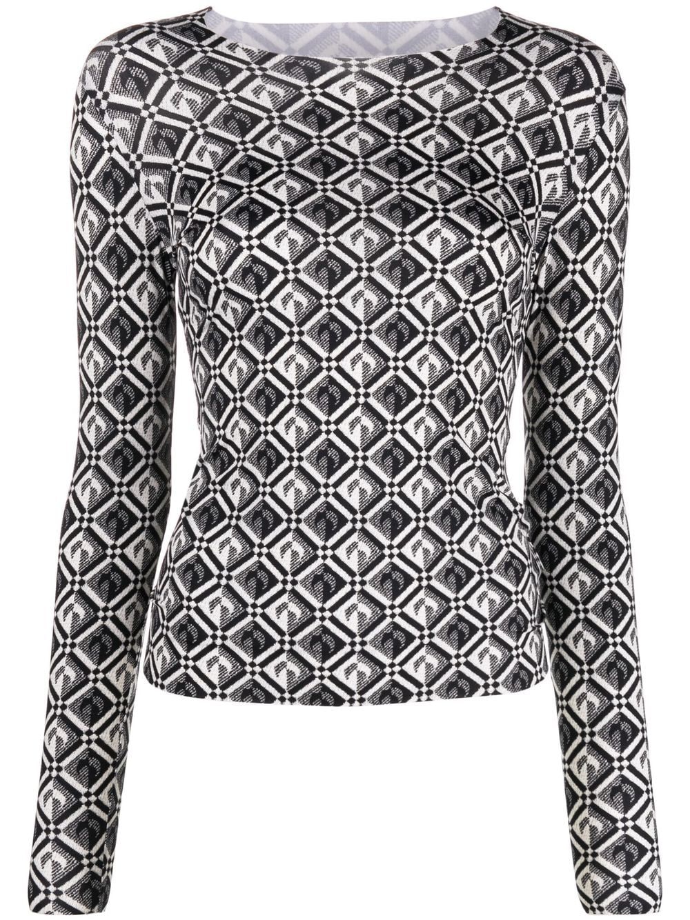 MARINE SERRE WOMEN Moon Diamant Print Top Black