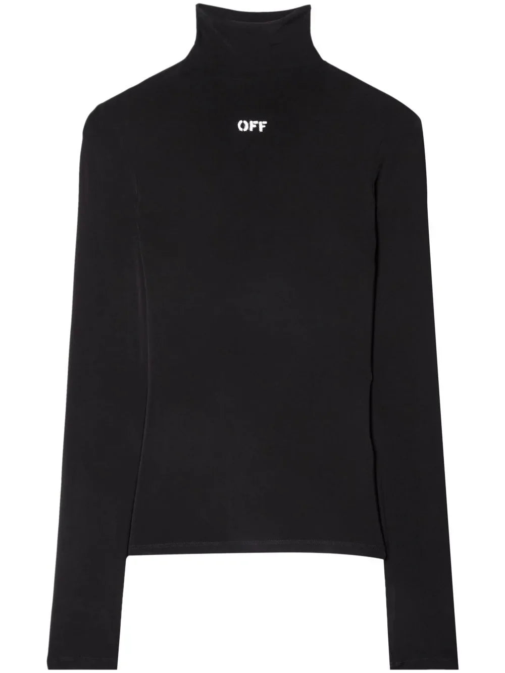 OFF-WHITE WOMEN OFF Stamp Long Sleeves Turtle Neck Top Black White
