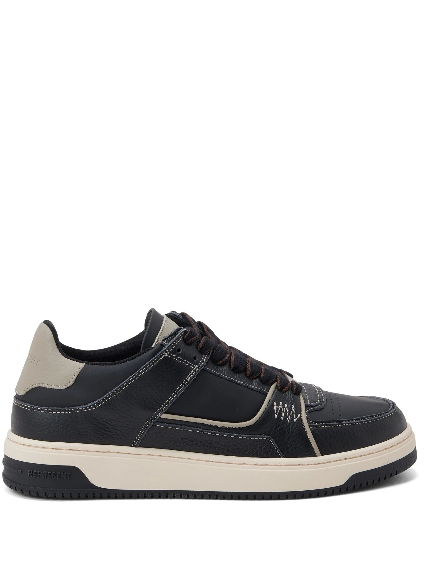 REPRESENT Apex Low-Top Leather Sneakers Black/Washed Taupe