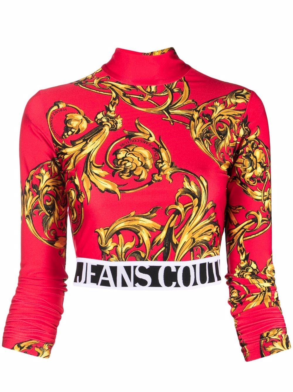 VERSACE WOMEN Baroque Print Cropped Top Red