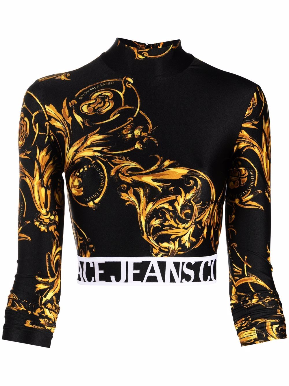 VERSACE WOMEN Baroque Print Cropped Top Black