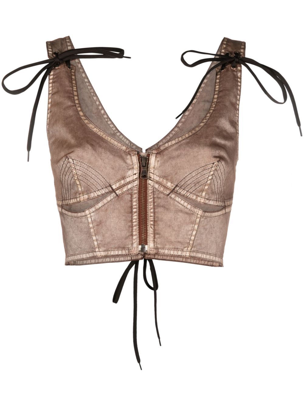 JEAN PAUL GAULTIER WOMEN Laced Up Crop Top Light Brown