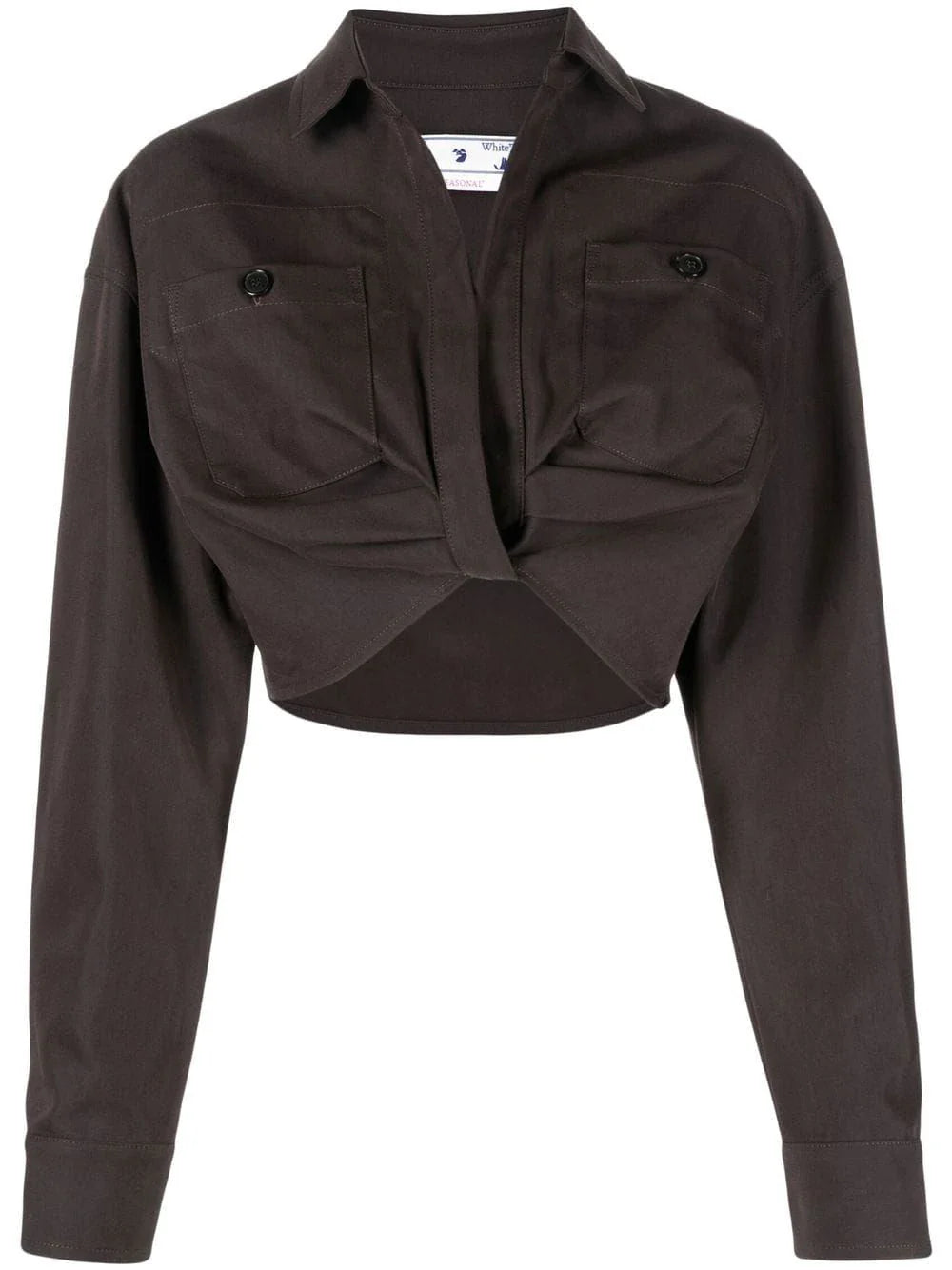 OFF-WHITE WOMEN Twist Crop Cargo Shirt Dark Grey