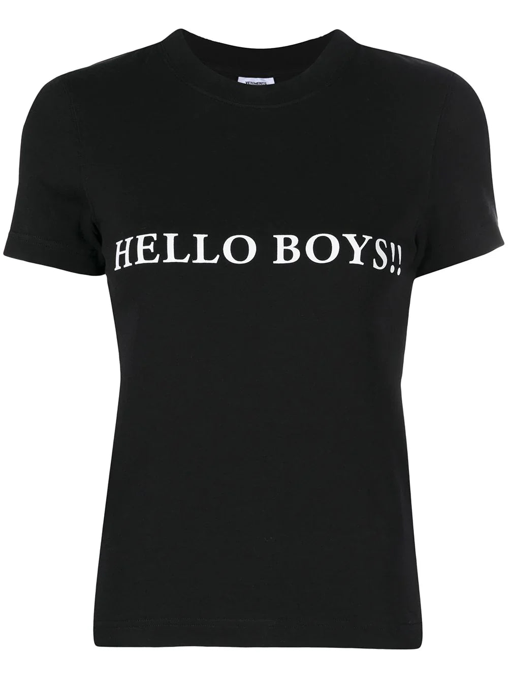 VETEMENTS WOMEN Hello Boys Graphic Print T-Shirt Black