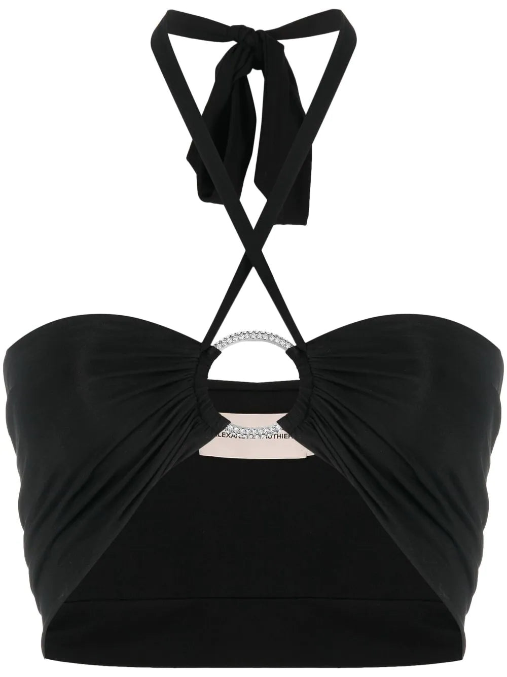 ALEXANDRE VAUTHIER WOMEN Embellished-ring Halterneck Crop Top Black