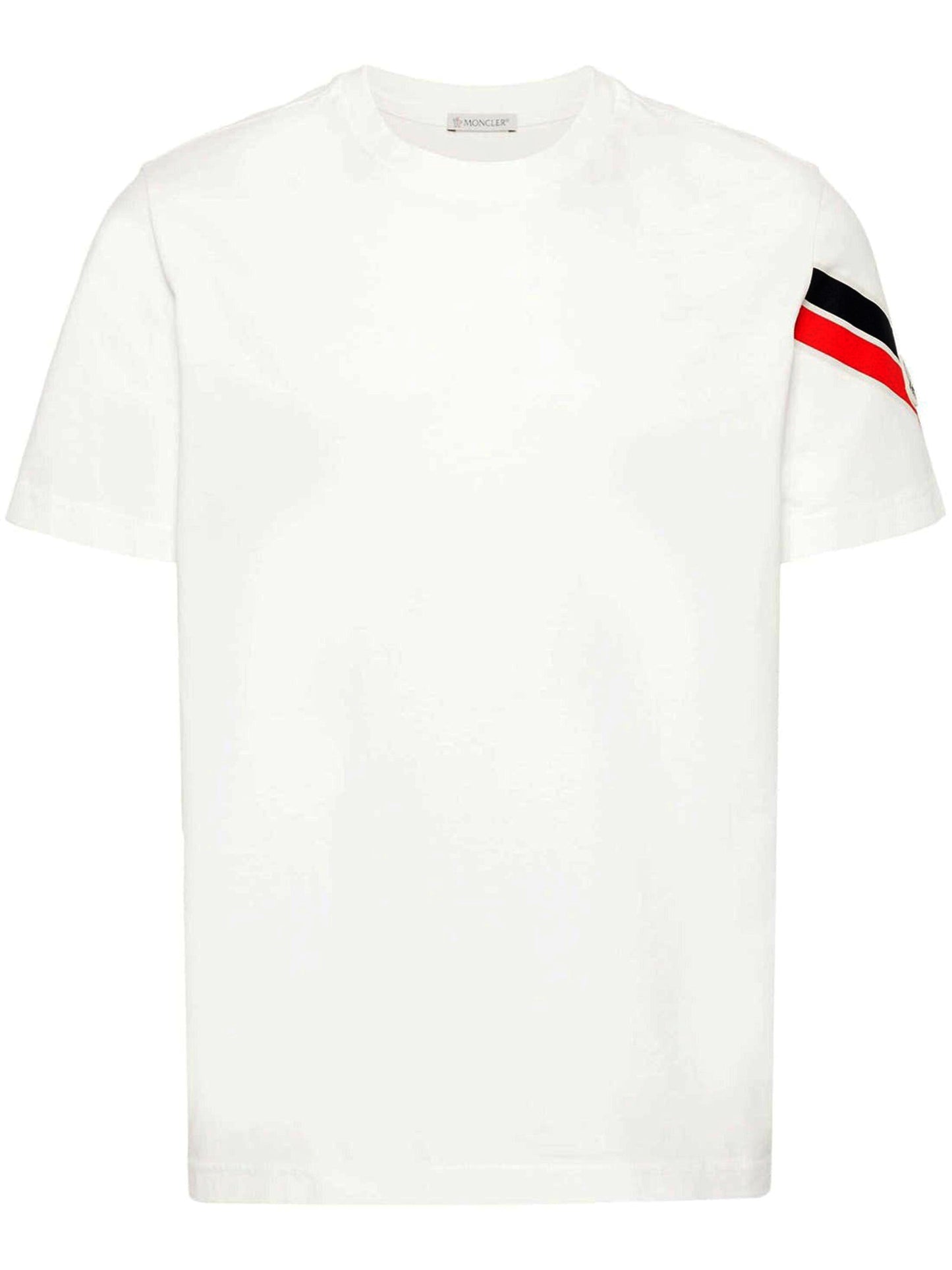 MONCLER Logo Patch Tri-Colour Cotton T-Shirt White
