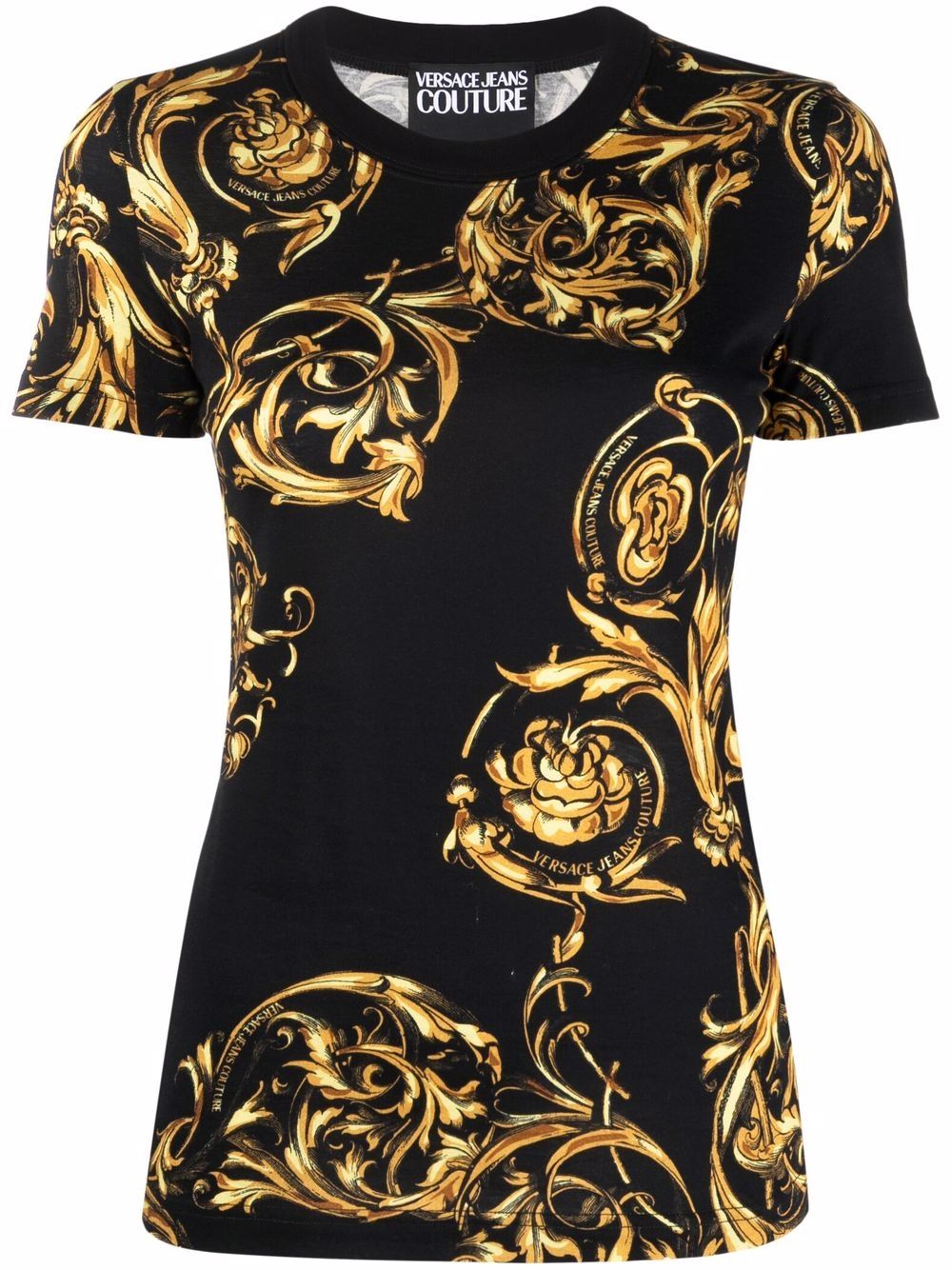 VERSACE Baroque Print T-Shirt Black