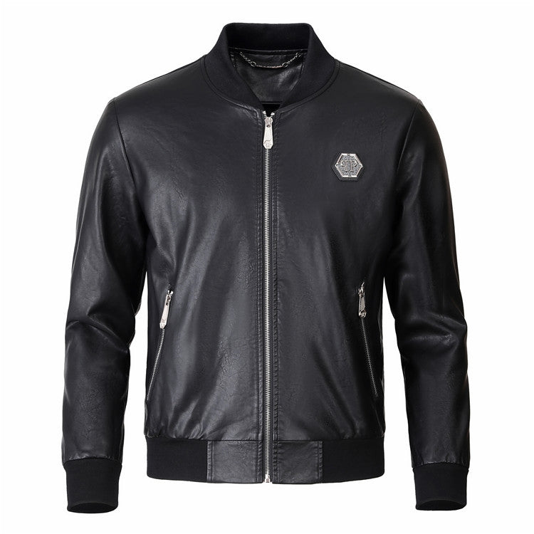 New- Printed Genuine leather Jacket