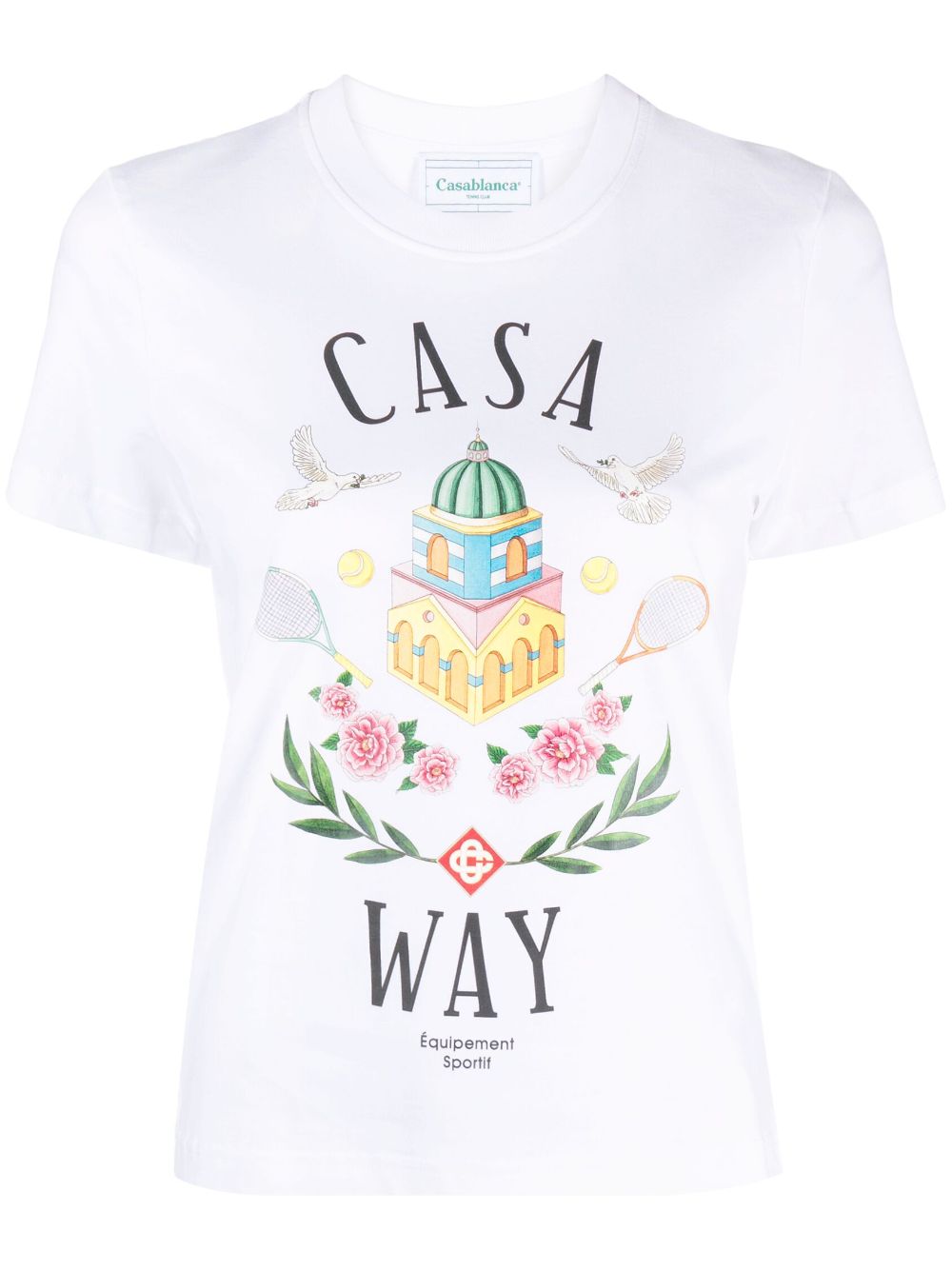 CASABLANCA WOMEN Casa Way Printed Fitted T-Shirt White/Multicolour