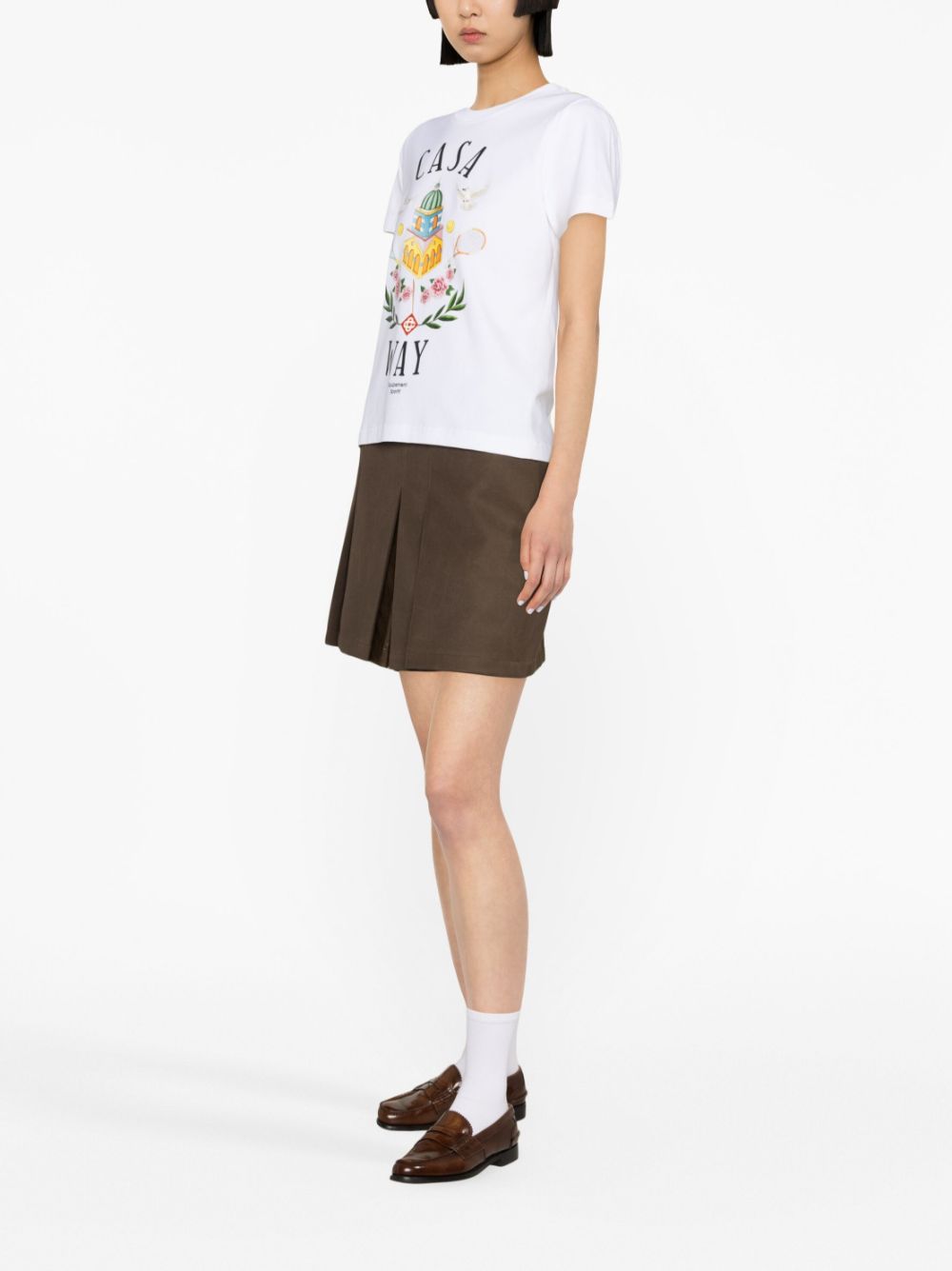 CASABLANCA WOMEN Casa Way Printed Fitted T-Shirt White/Multicolour