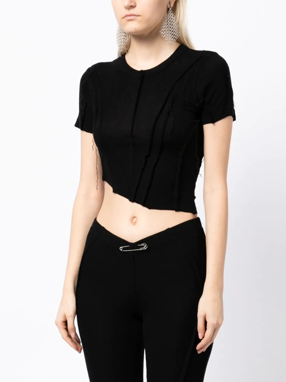 SAMI MIRO VINTAGE Asymmetric Short Sleeve T-Shirt Black