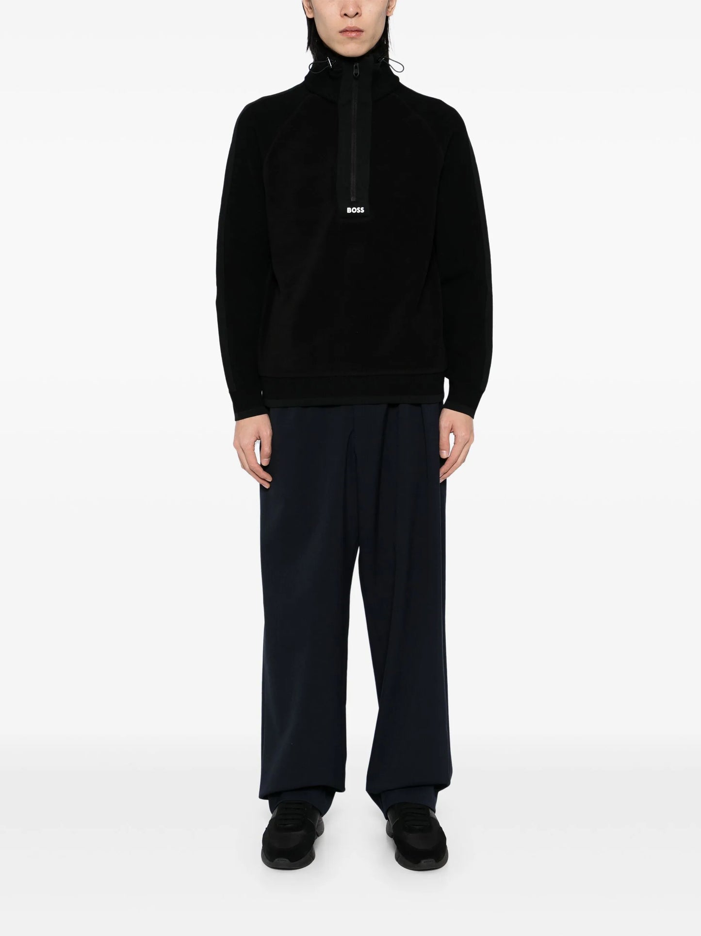 BOSS Zartic Logo Quarter Zip Jacket Black