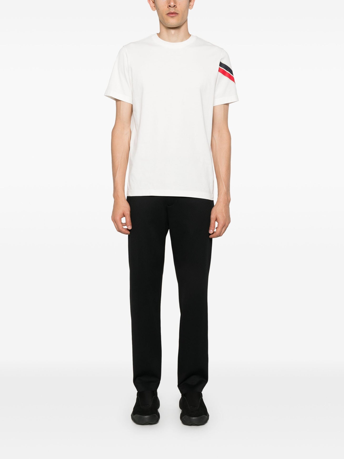 MONCLER Logo Patch Tri-Colour Cotton T-Shirt White
