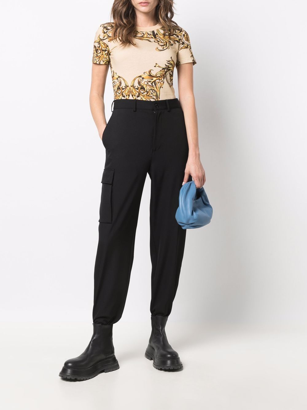 VERSACE Baroque Print T-Shirt Beige