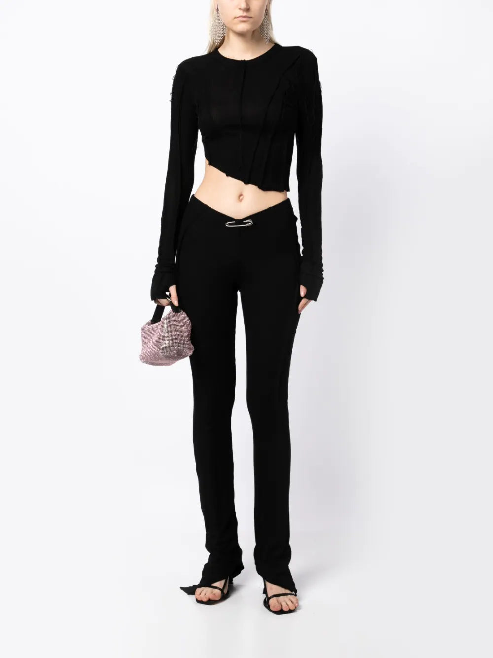 SAMI MIRO VINTAGE Asymmetric Long Sleeve T-Shirt Black