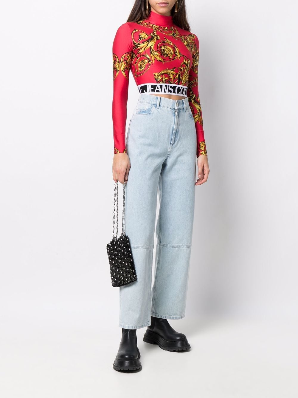 VERSACE WOMEN Baroque Print Cropped Top Red