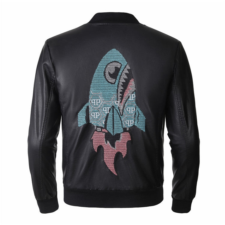 New- Printed Genuine leather Jacket