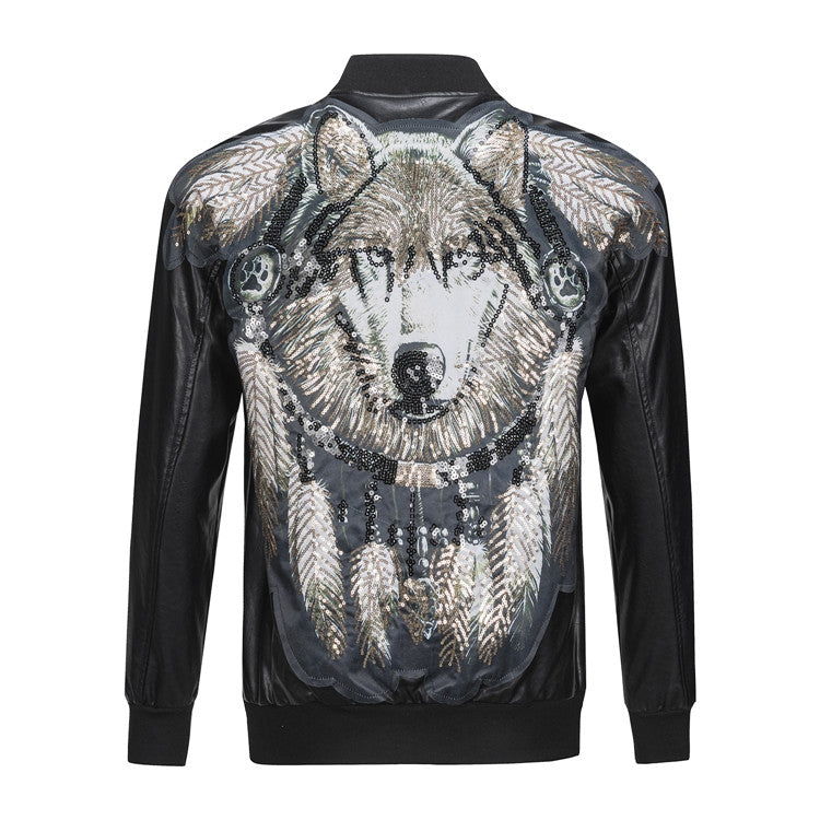 New- Printed Genuine leather Jacket