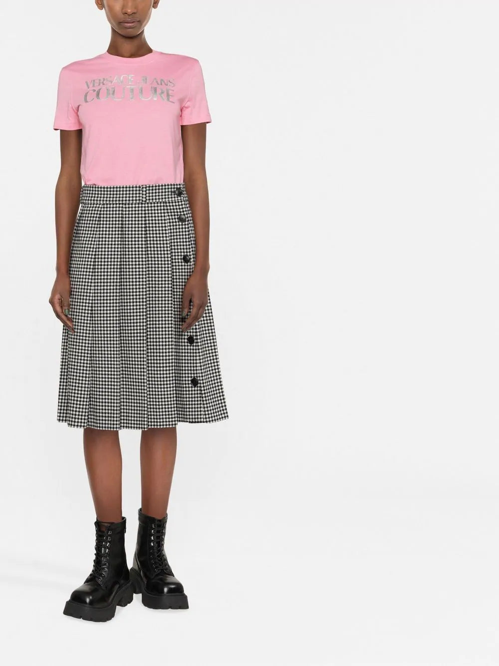 VERSACE WOMEN Foil Logo T-Shirt Pink