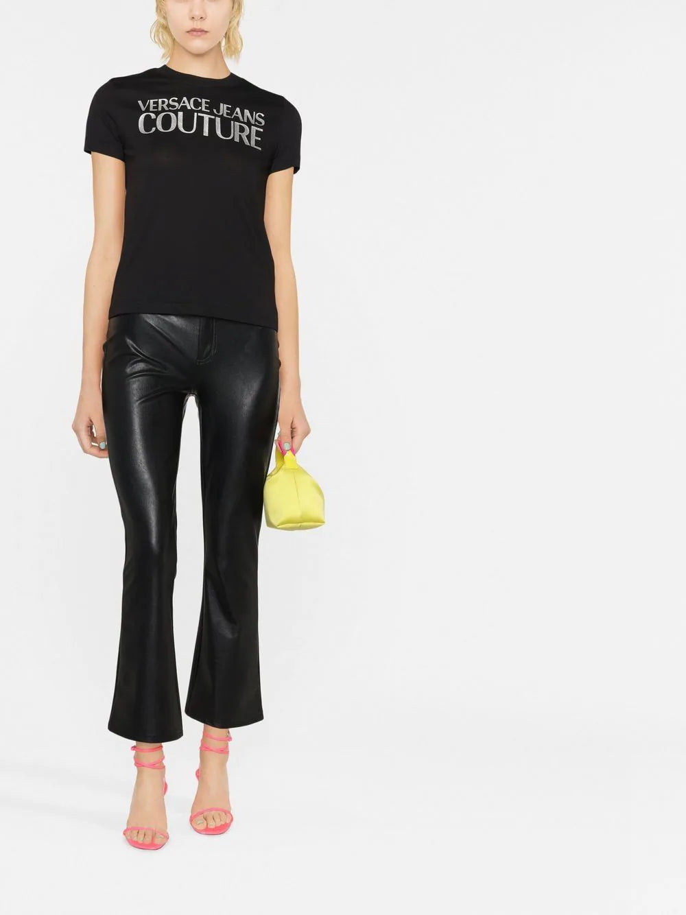VERSACE WOMEN Foil Logo T-Shirt Black