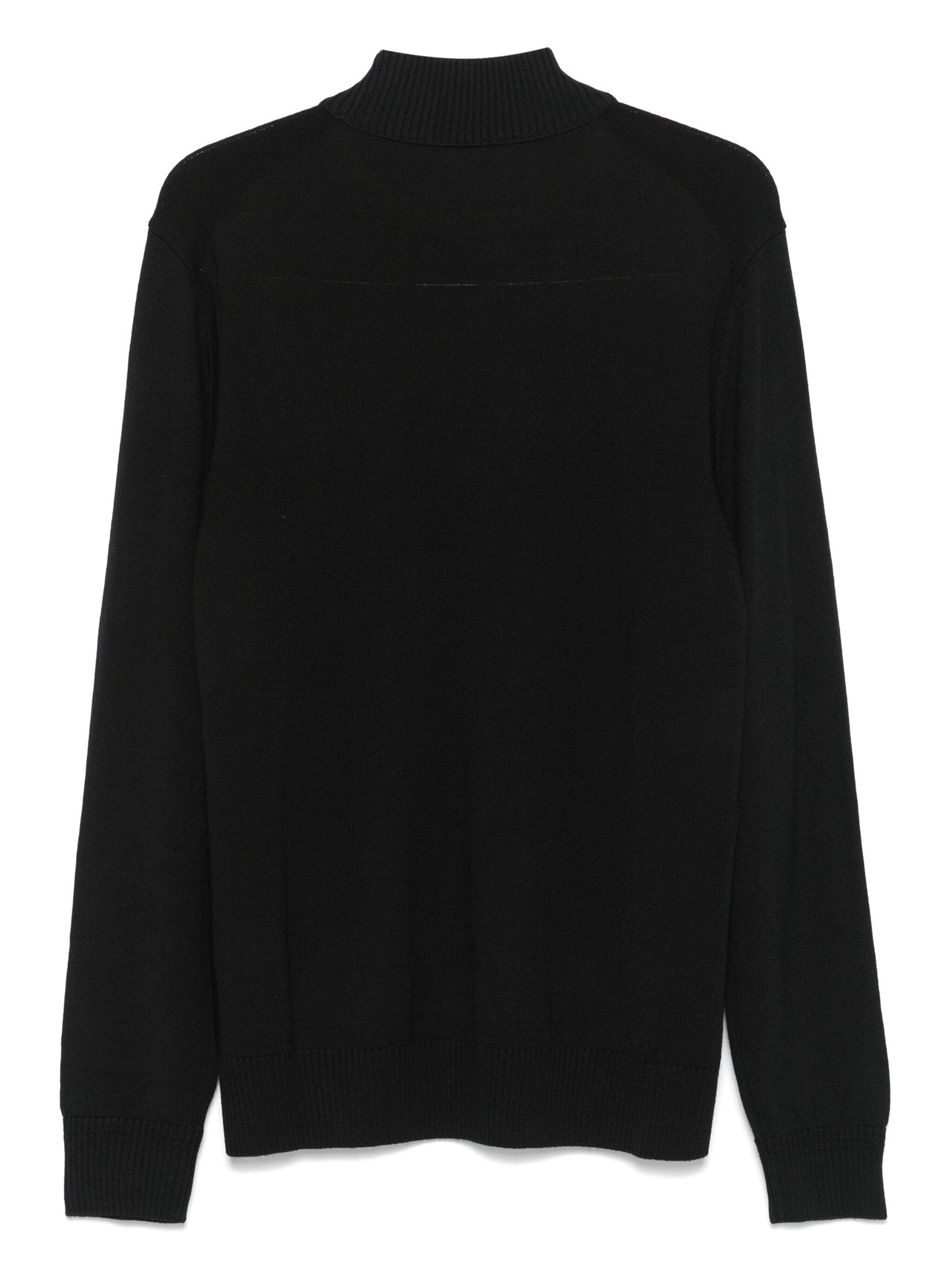 BOSS Logo Embroidered Wool Blend Turtle Neck Sweater Black