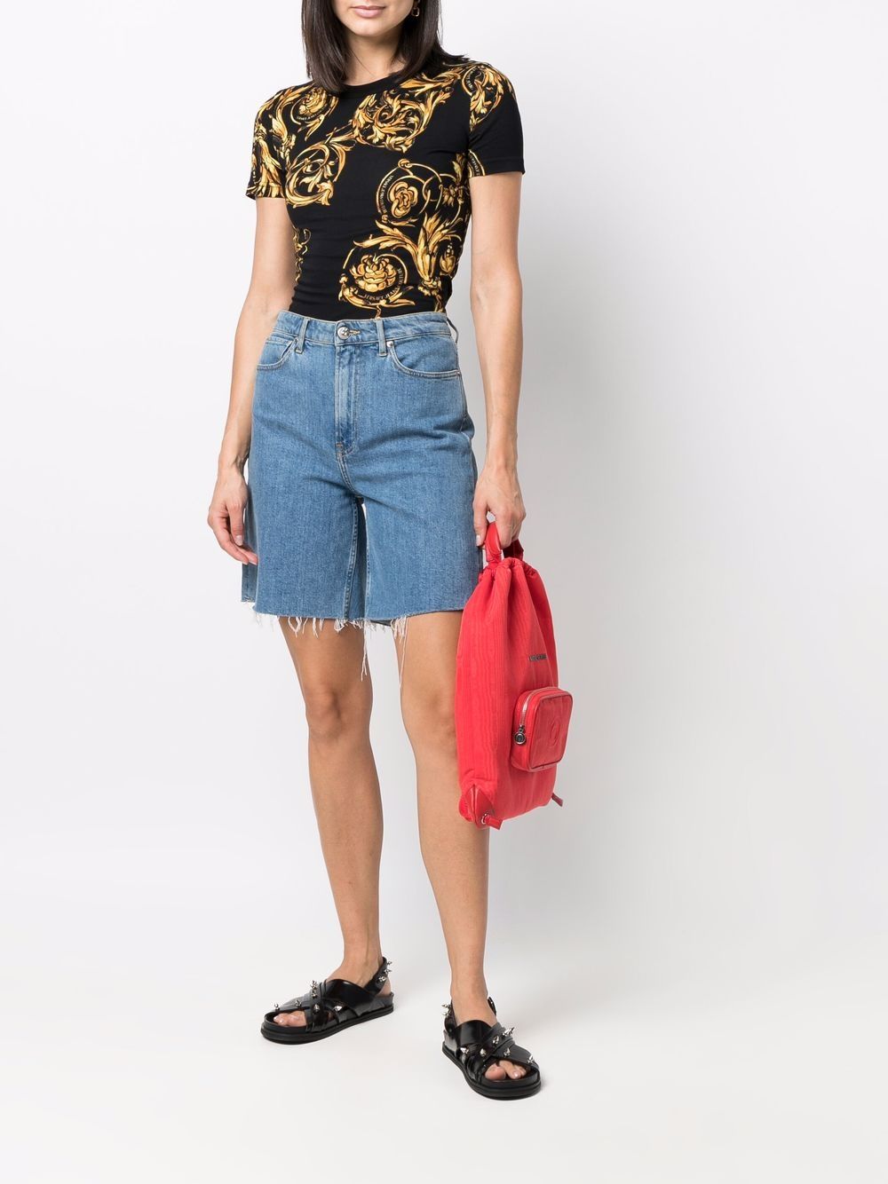 VERSACE Baroque Print T-Shirt Black