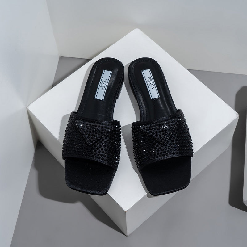 Prada Crystal-Embellished Slides