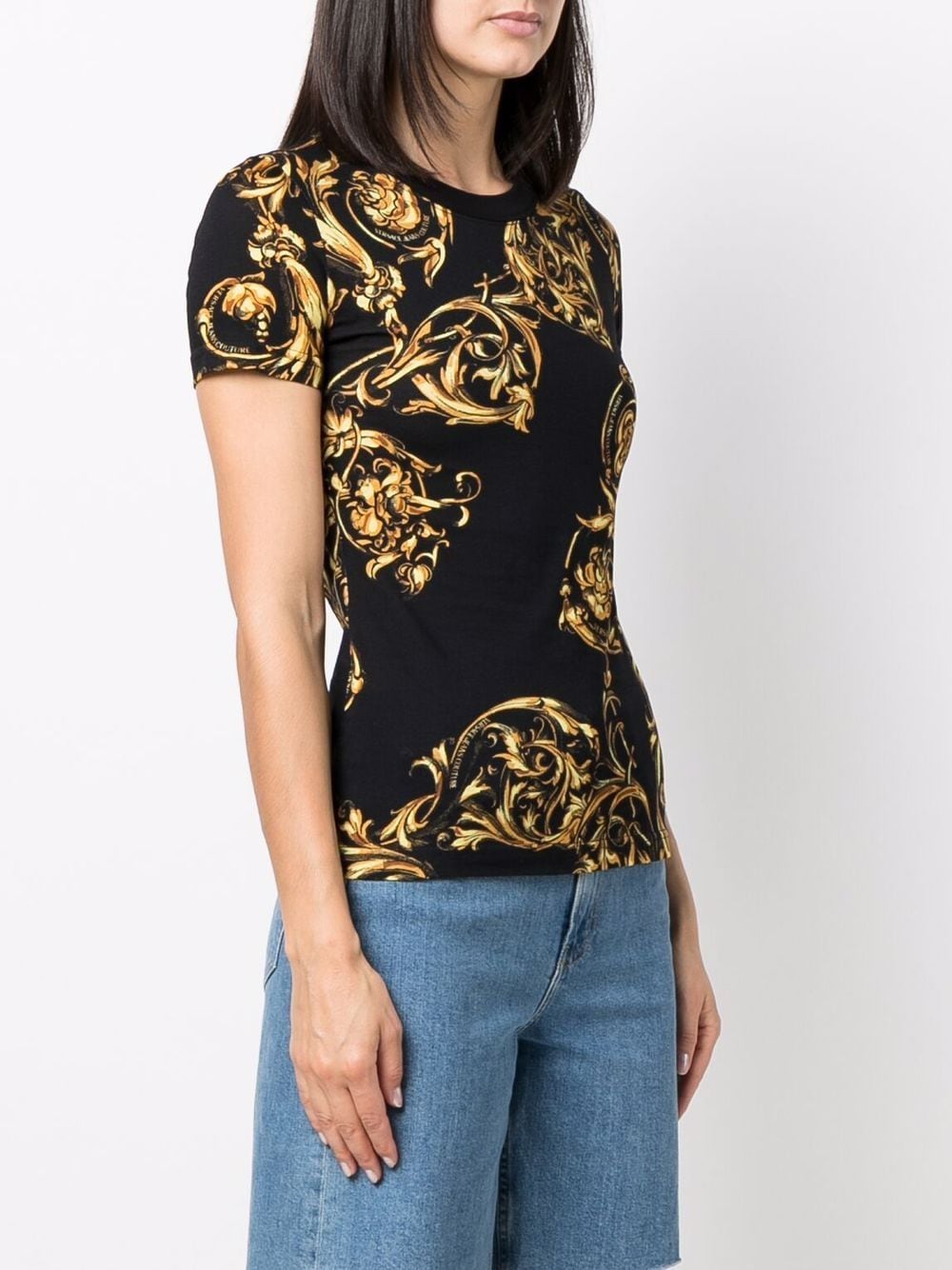 VERSACE Baroque Print T-Shirt Black