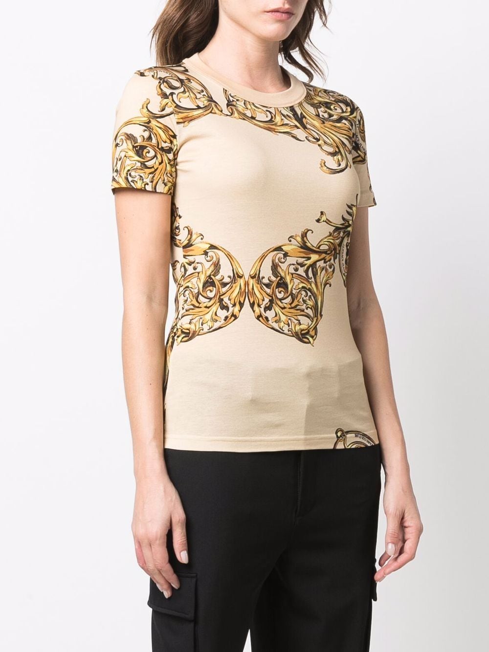 VERSACE Baroque Print T-Shirt Beige
