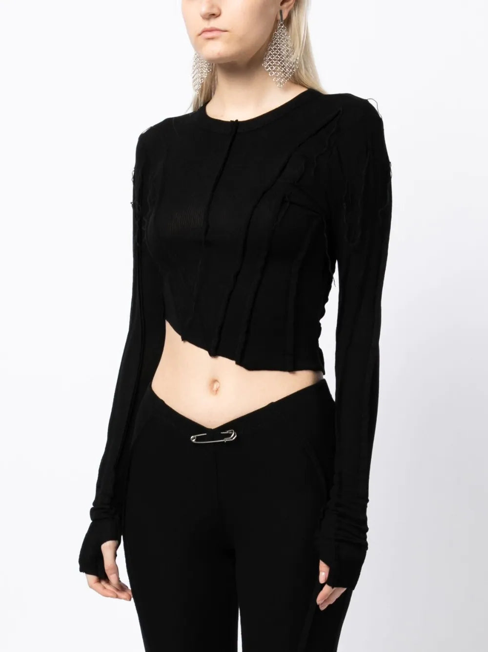 SAMI MIRO VINTAGE Asymmetric Long Sleeve T-Shirt Black