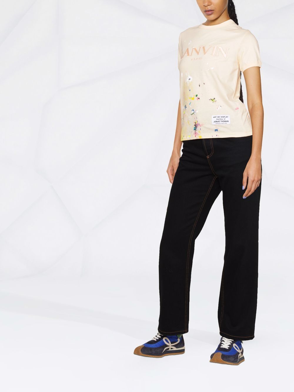LANVIN X GALLERY DEPT. Short Sleeve Embroidered T-Shirt Pink