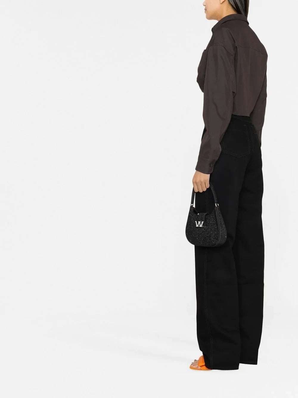 OFF-WHITE WOMEN Twist Crop Cargo Shirt Dark Grey