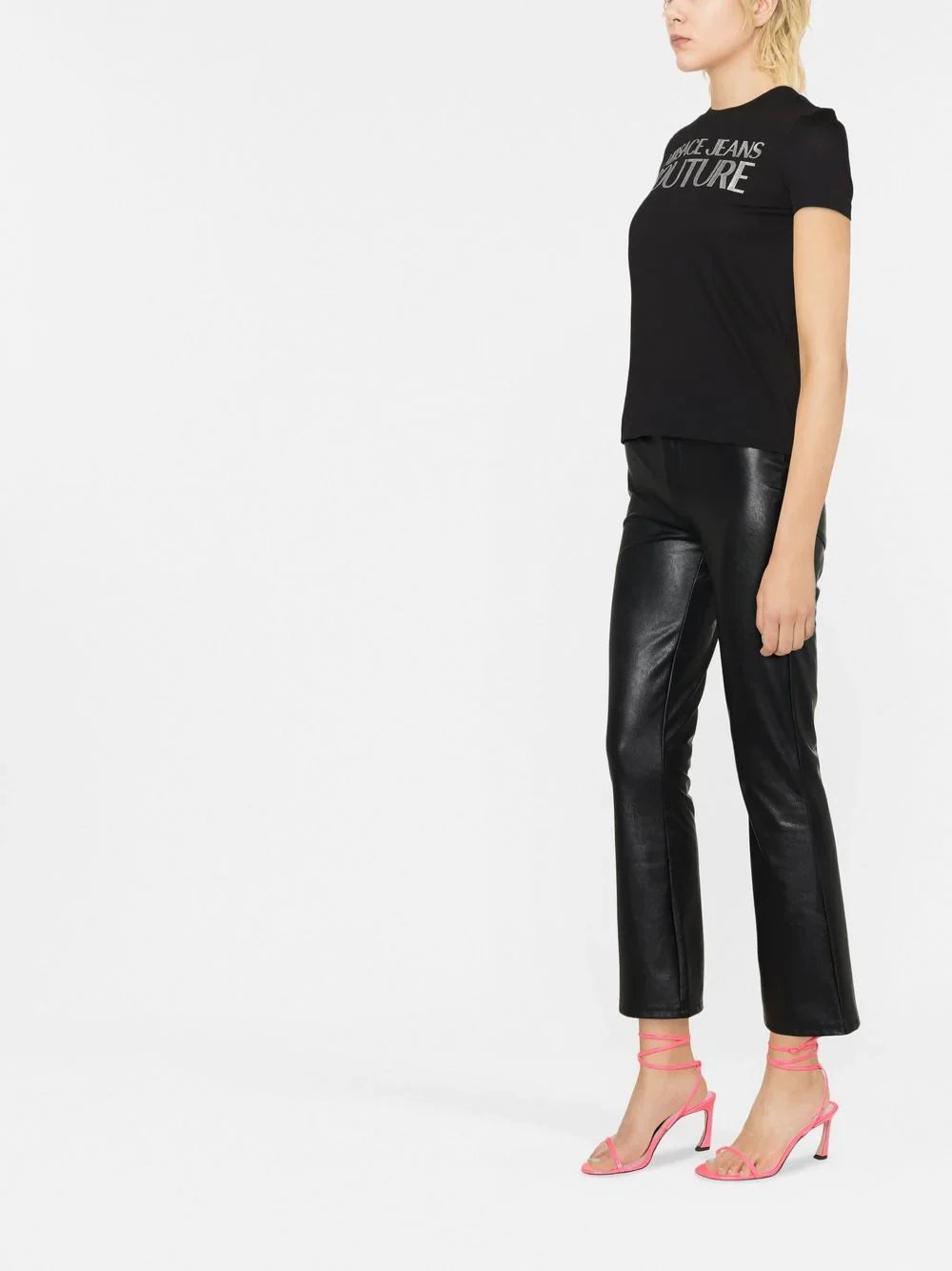 VERSACE WOMEN Foil Logo T-Shirt Black