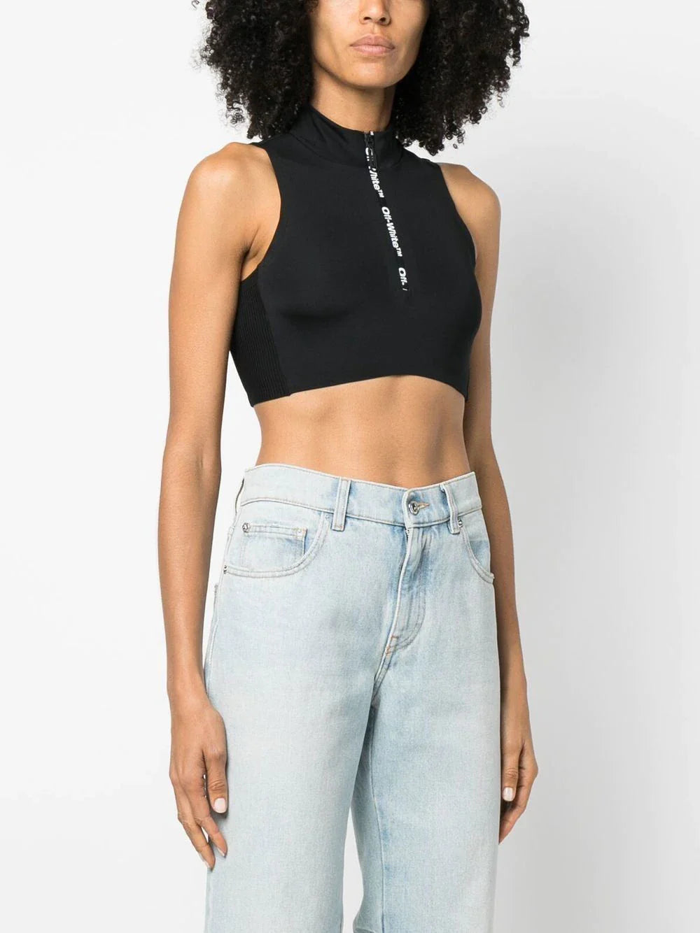 OFF-WHITE WOMEN Scuba Half Zip Top Black