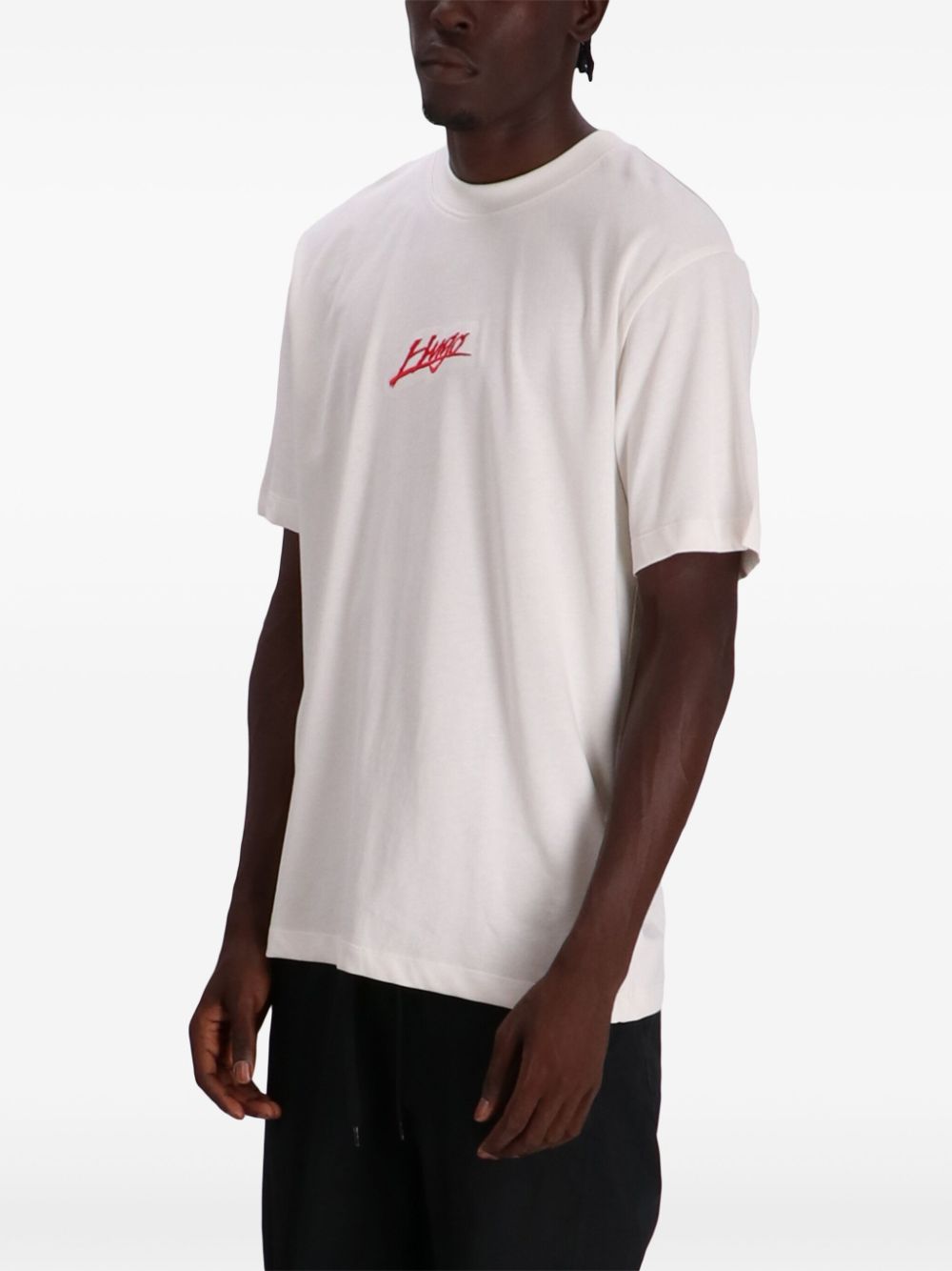 HUGO Dlogotee Logo Embroidered Cotton T-Shirt Natural