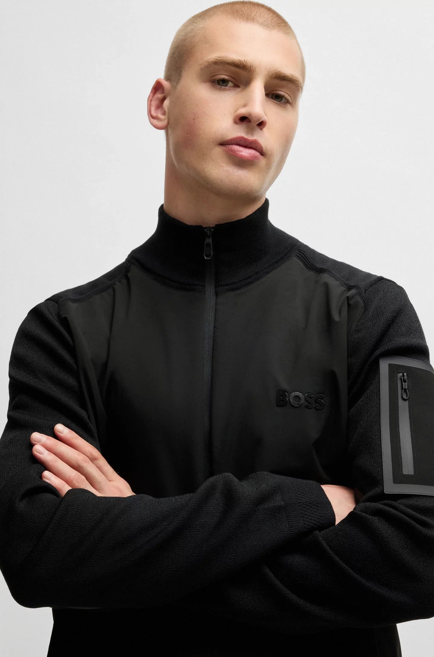 BOSS Zhino Logo Zip Up Jacket Black