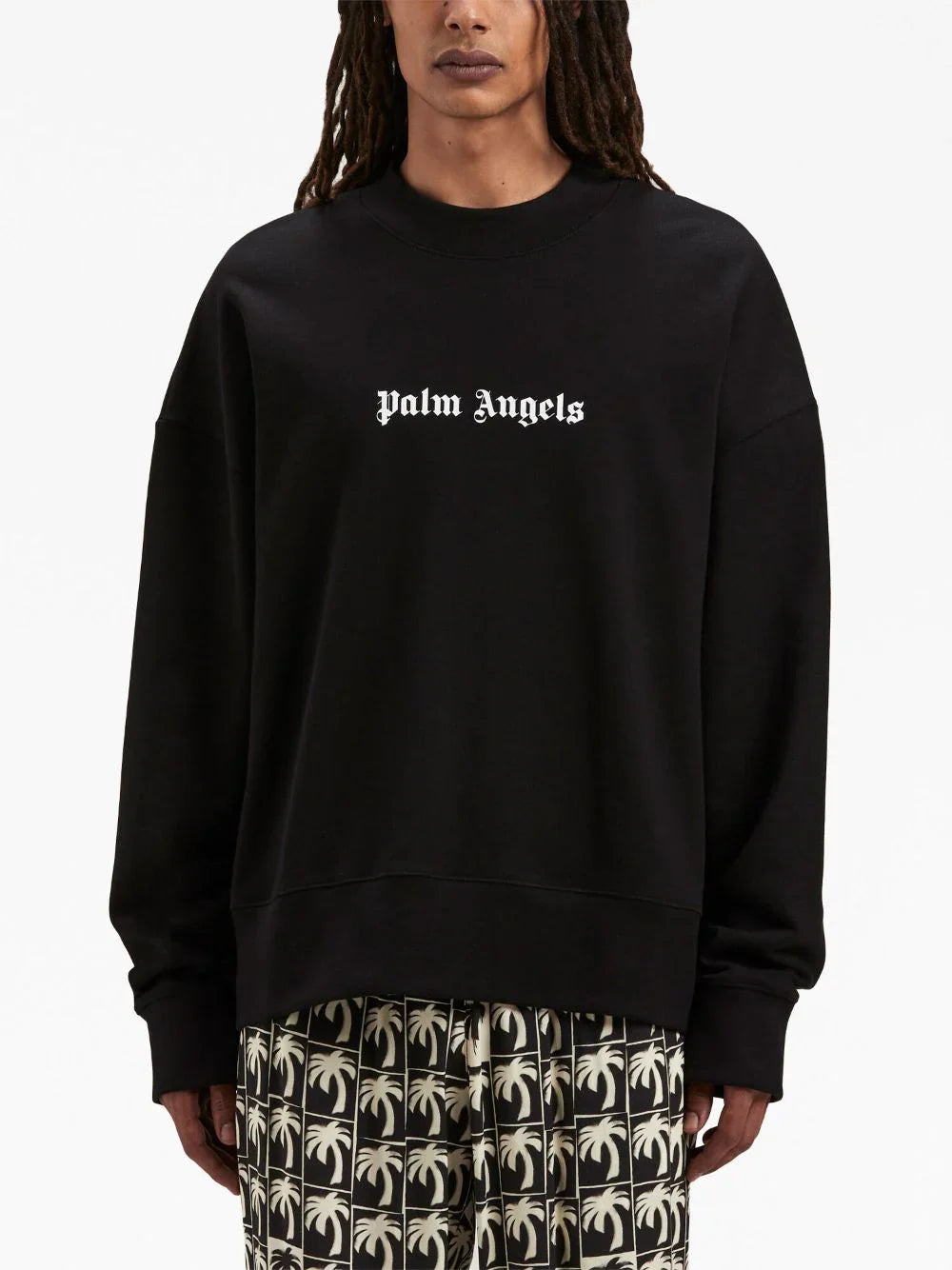 PALM ANGELS Logo Print Crewneck Black/White