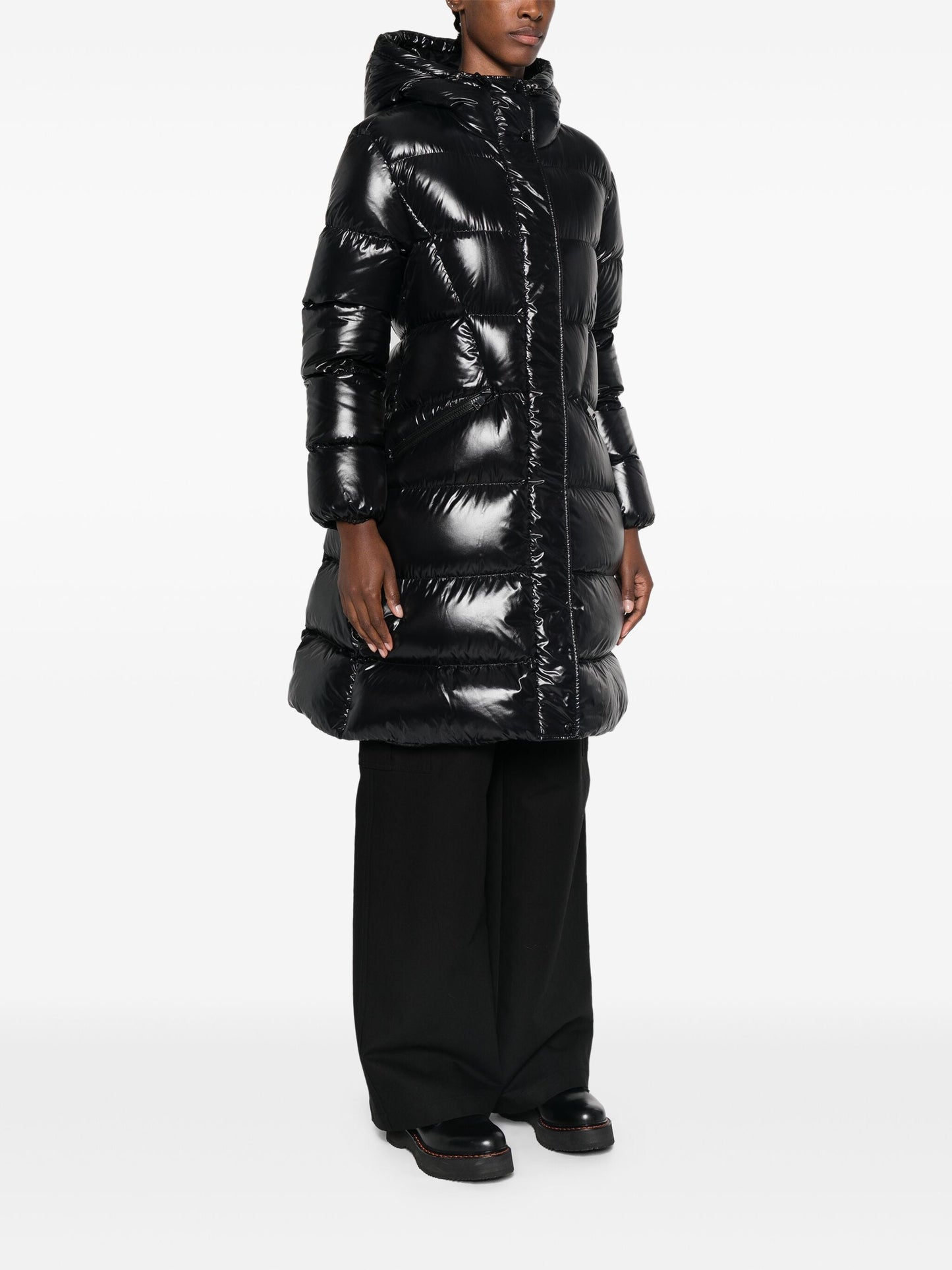 MONCLER WOMEN Bellevue Long Puffer Jacket Black