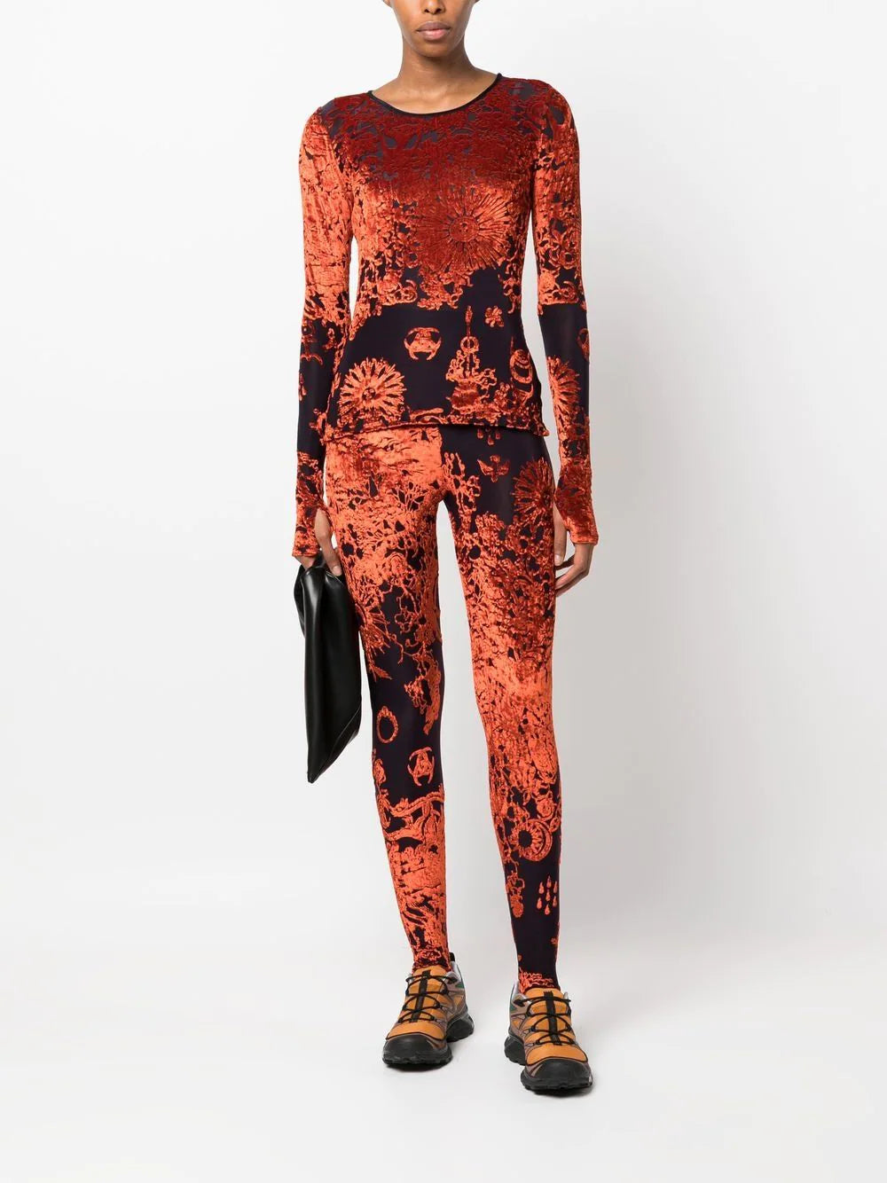 MARINE SERRE WOMEN Geotic Devore Top Navy Blue/Orange