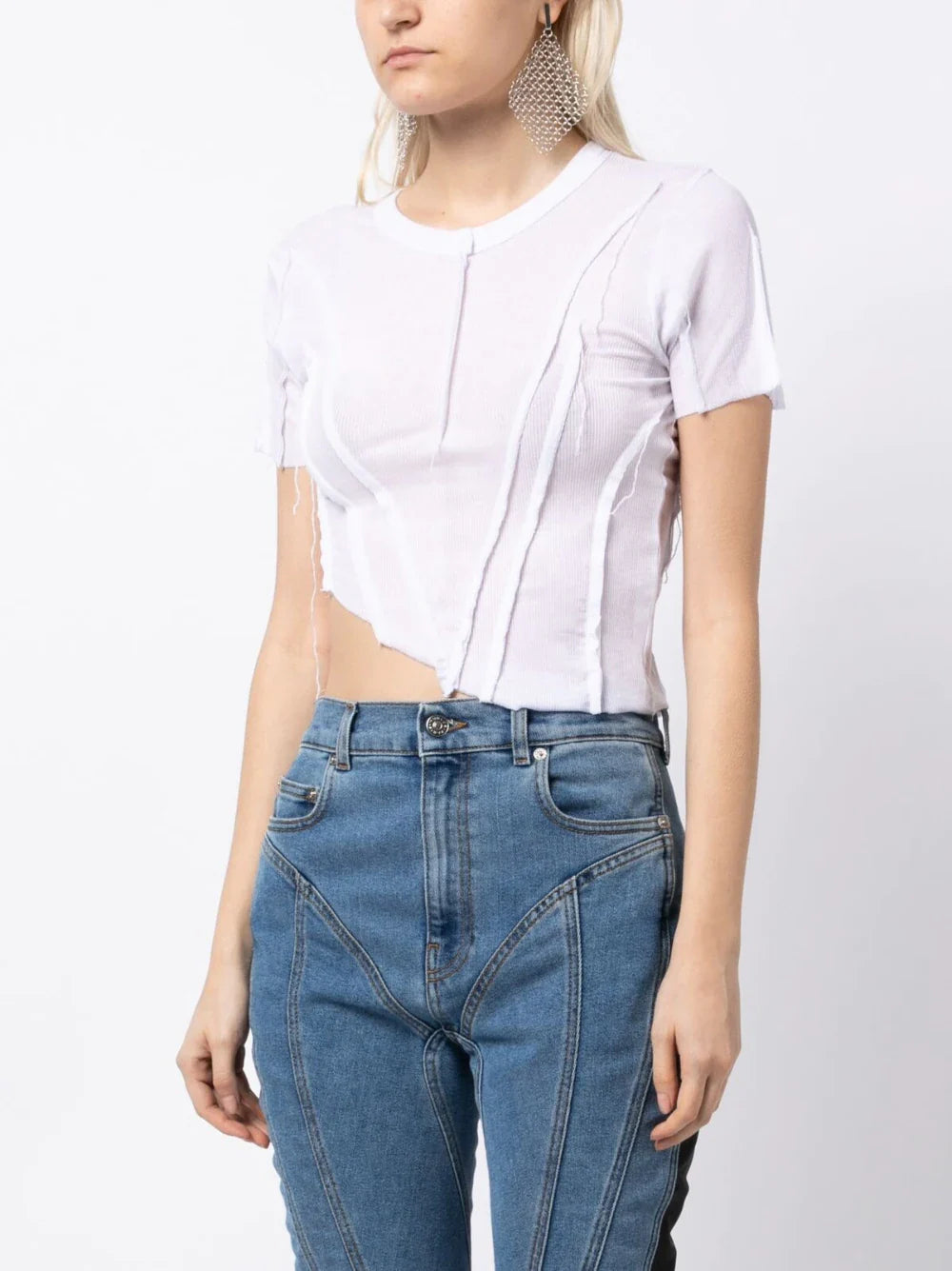 SAMI MIRO VINTAGE Asymmetric Short Sleeve T-Shirt White