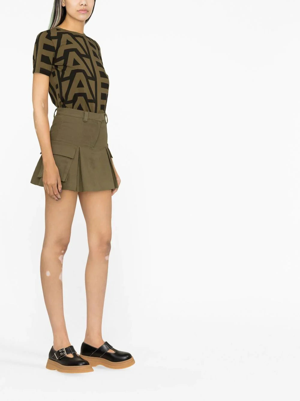 MARC JACOBS WOMEN Monogram Baby Tee Olive/Black