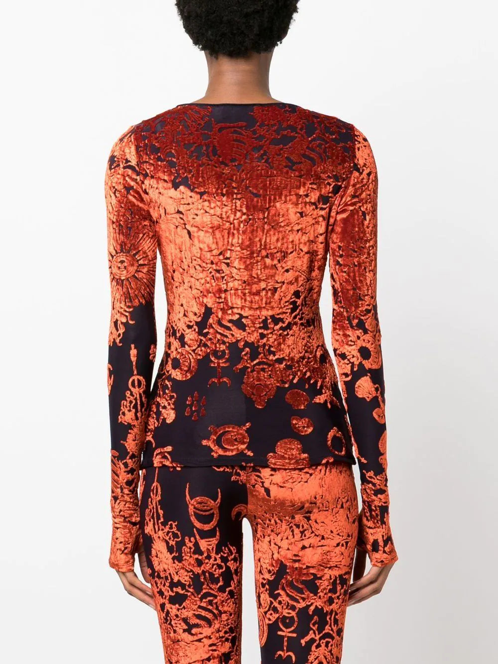 MARINE SERRE WOMEN Geotic Devore Top Navy Blue/Orange