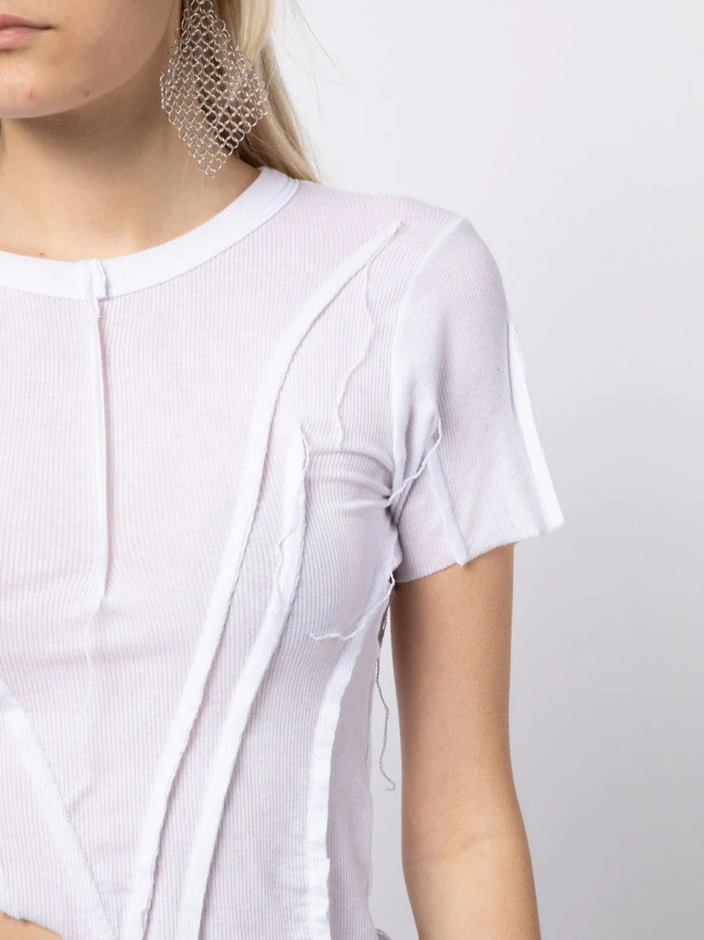 SAMI MIRO VINTAGE Asymmetric Short Sleeve T-Shirt White