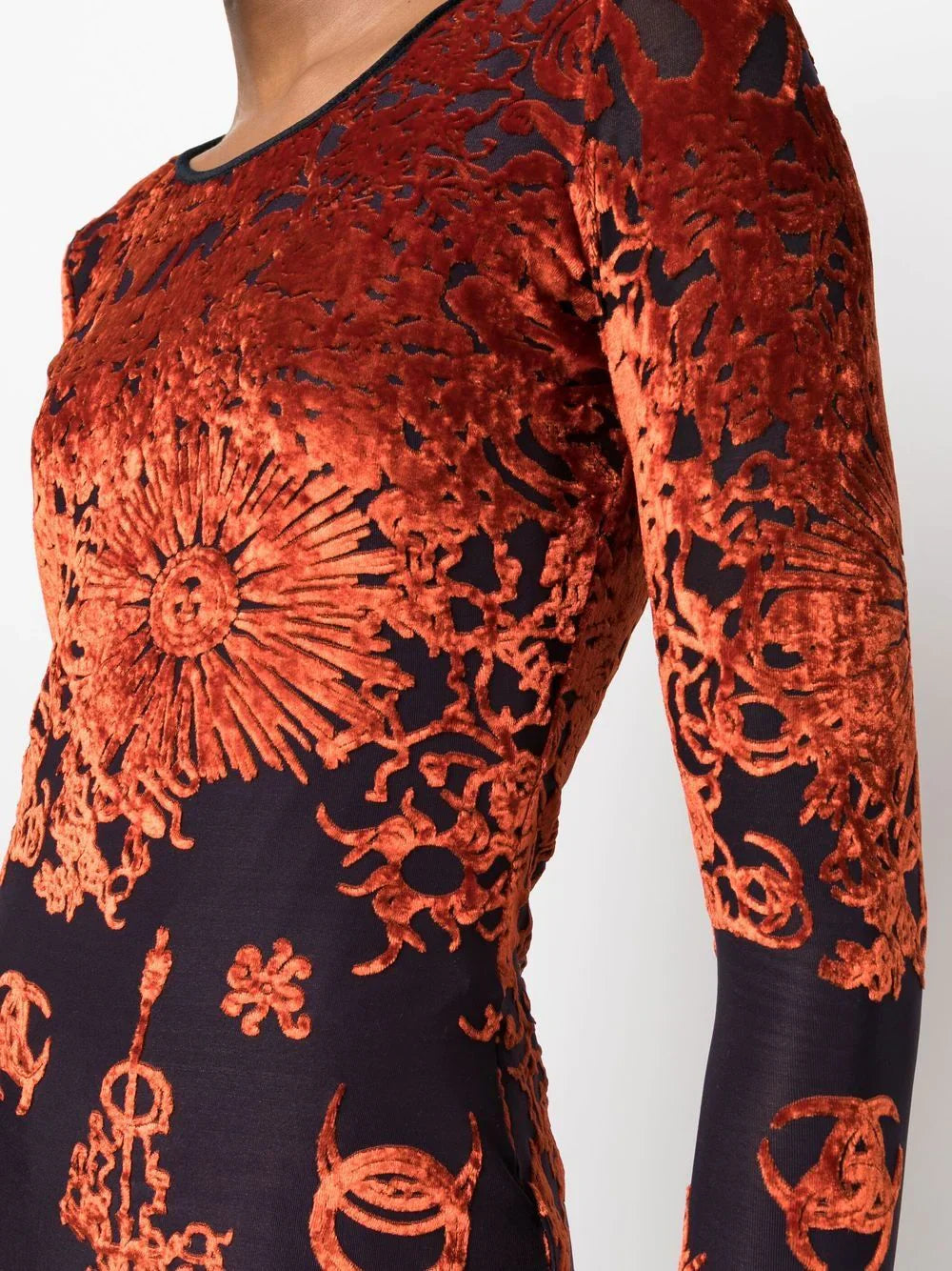 MARINE SERRE WOMEN Geotic Devore Top Navy Blue/Orange