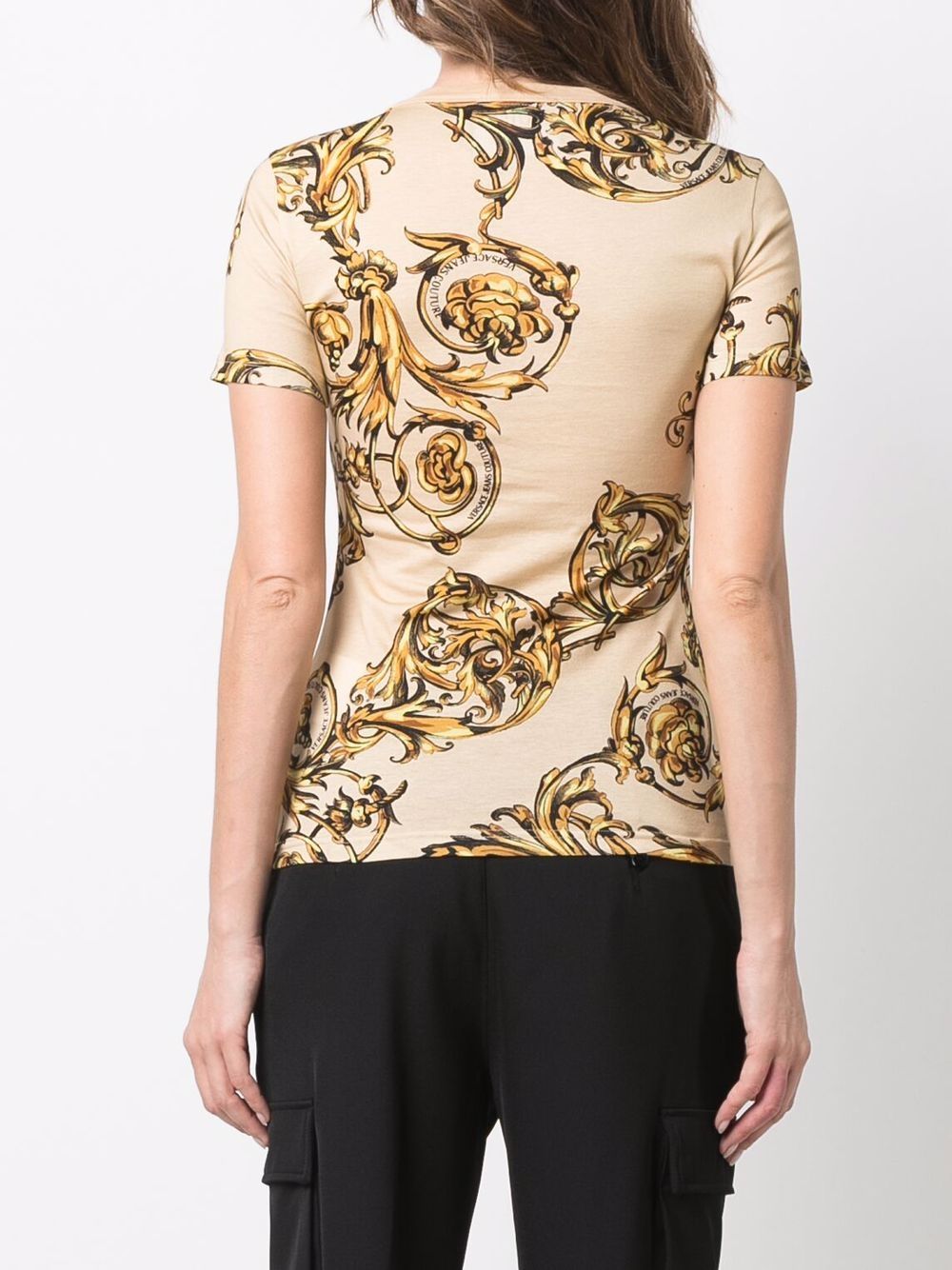 VERSACE Baroque Print T-Shirt Beige