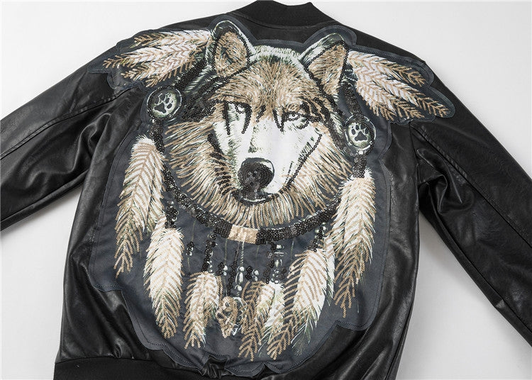 New- Printed Genuine leather Jacket