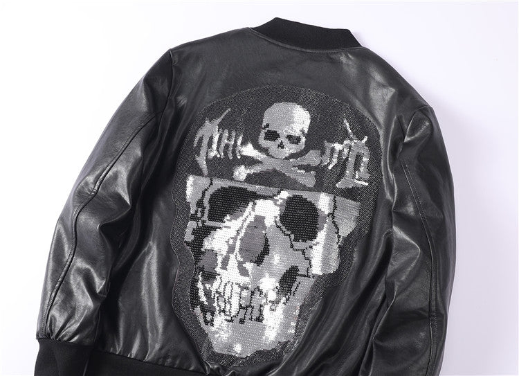 New- Printed Genuine leather Jacket