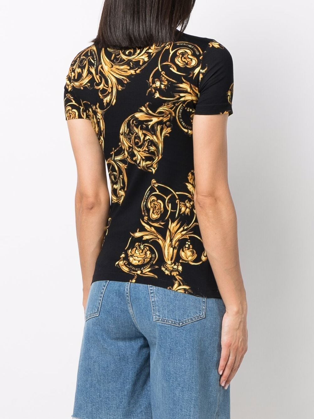 VERSACE Baroque Print T-Shirt Black